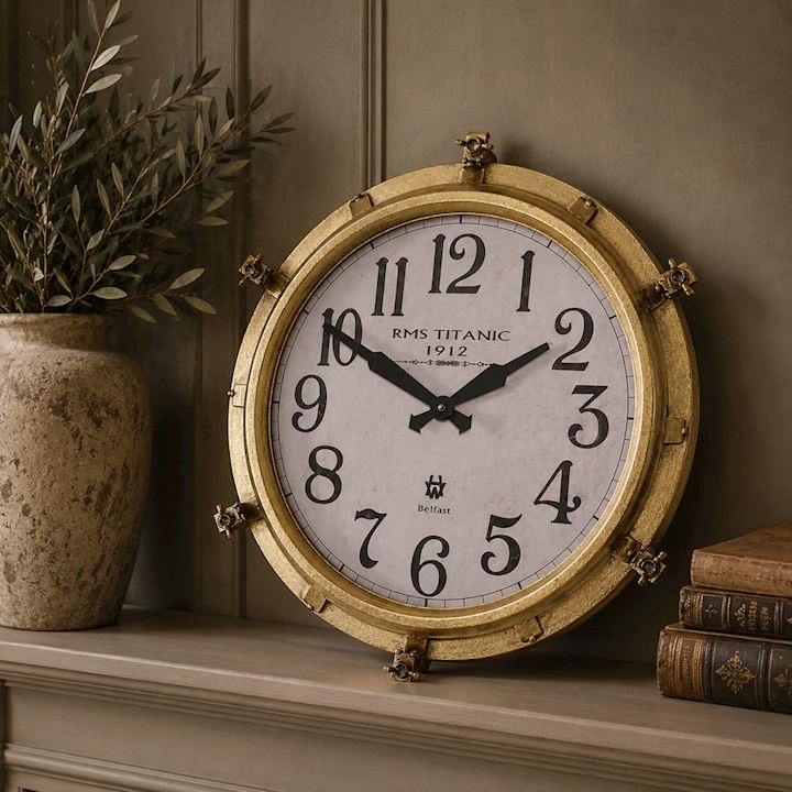 A/Q GOLD TITANIC BELFAST WALL CLOCK 47x47cm